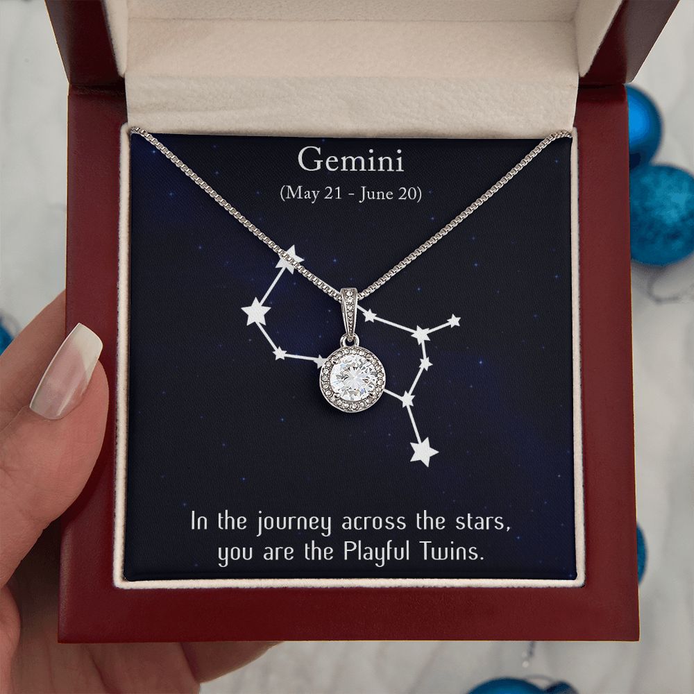 YOU ARE THE PLAYFUL TWINS, GEMINI MESSAGE CARD WITH ETERNAL HOPE NECKLACE, ZODIAC MESSAGE CARD, GIFT FOR HER