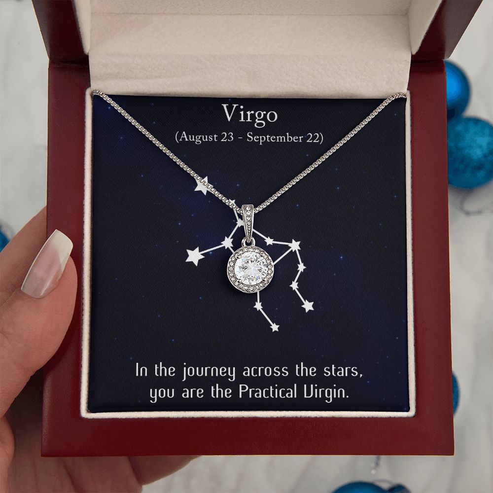 YOU ARE THE PRACTICAL VIRGIN, VIRGO MESSAGE CARD WITH ETERNAL HOPE NECKLACE, ZODIAC MESSAGE CARD, GIFT FOR HER