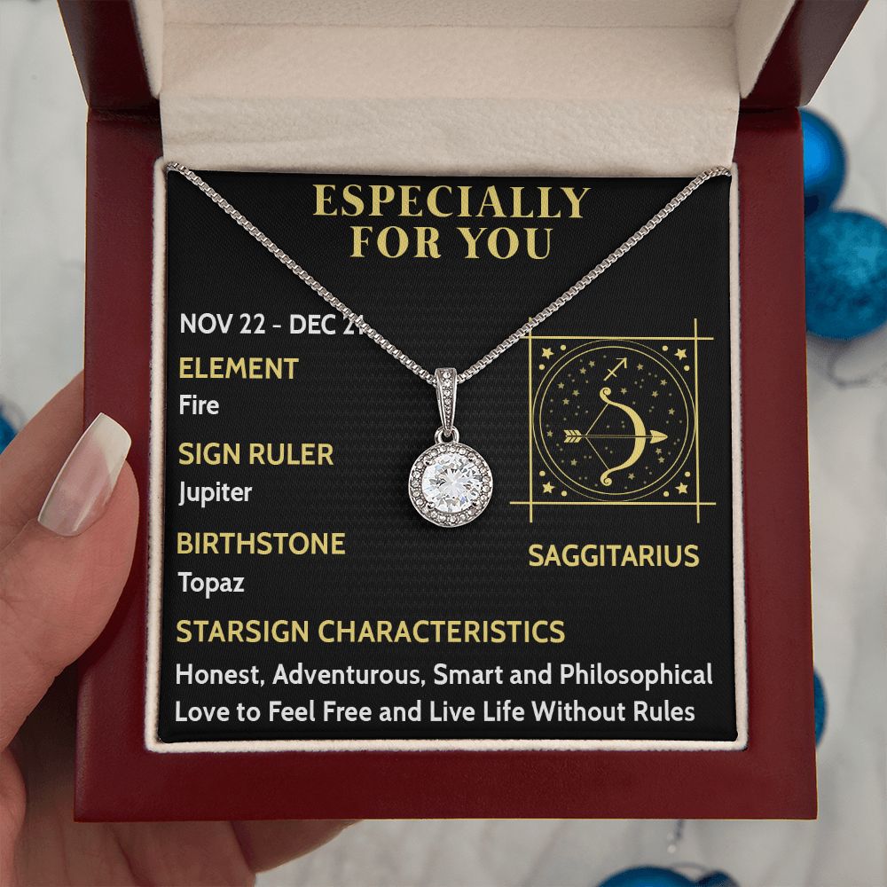 ESPECIALLY FOR YOU, SAGGITARIUS MESSAGE CARD WITH ETERNAL HOPE NECKLACE, ZODIAC MESSAGE CARD, GIFT FOR HER