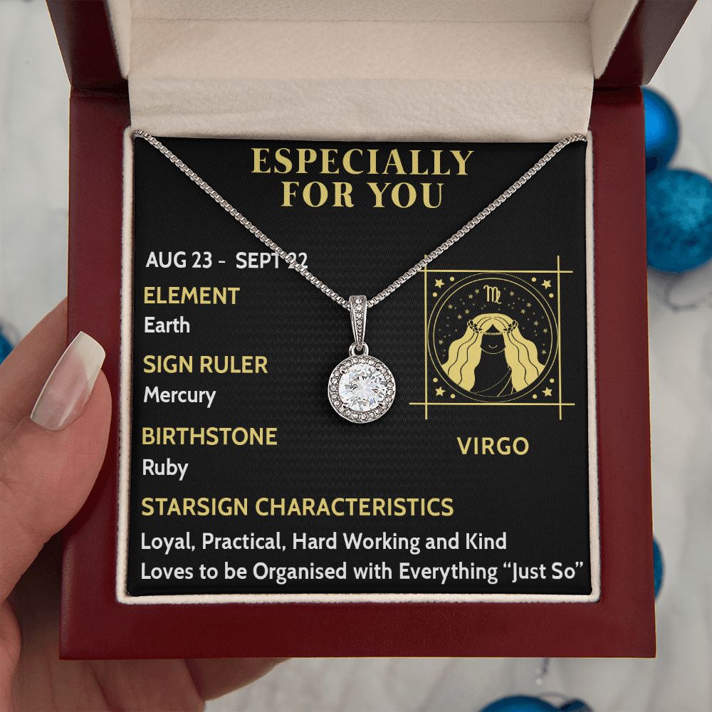 ESPECIALLY FOR YOU, VIRGO MESSAGE CARD WITH ETERNAL HOPE NECKLACE, ZODIAC MESSAGE CARD, GIFT FOR HER