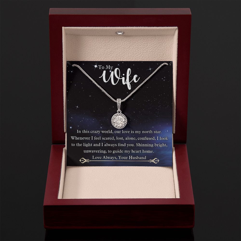 To My Wife, Our Love Is My North Star, Eternal Hope Necklace For Wife With Message Card, Birthday, Valentine's Day Gift For Her