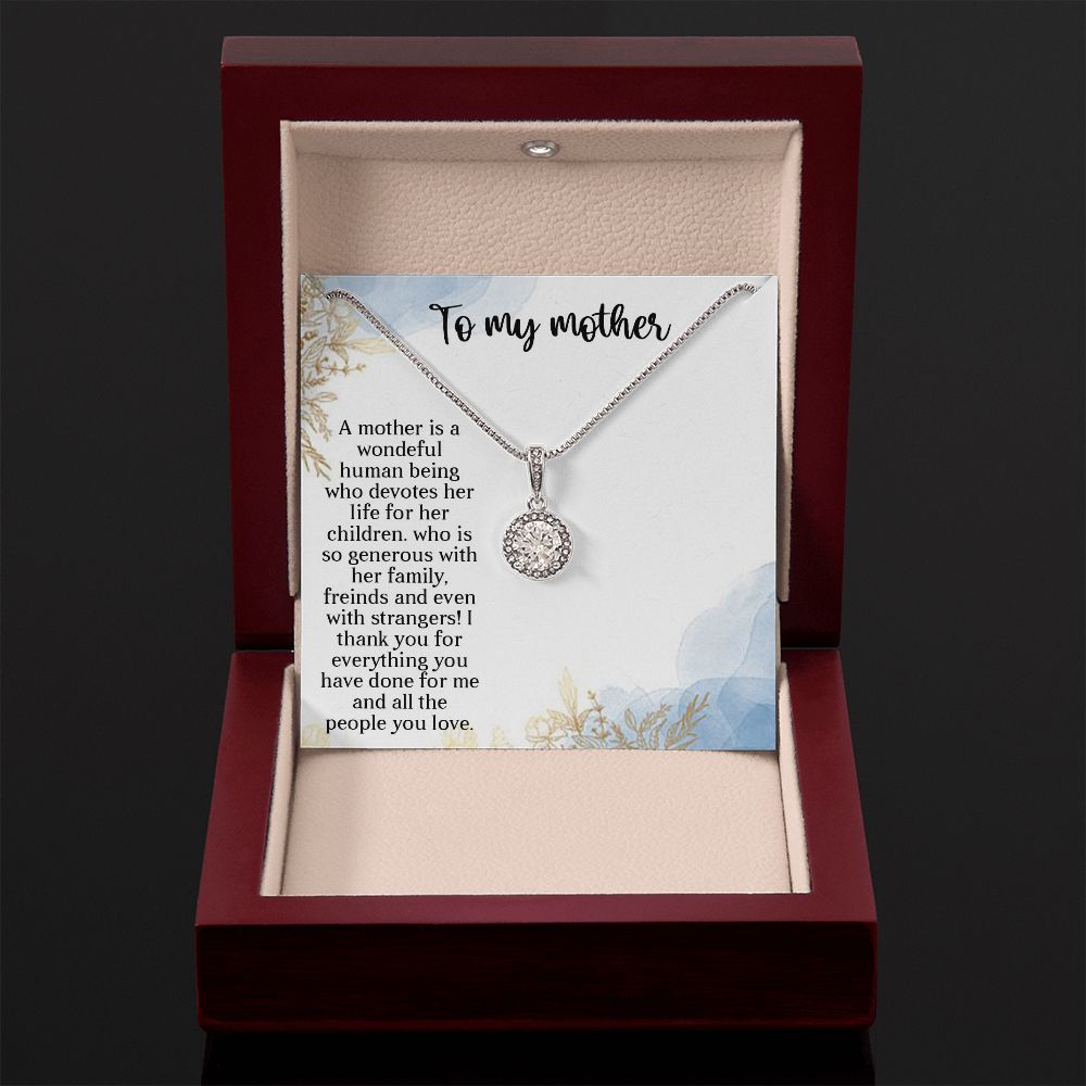 TO MY MOTHER, ETERNAL HOPE NECKLACE FOR MOM, NECKLACE WITH MESSAGE CARD, BIRTHDAY, MOTHER'S DAY GIFT FOR HER
