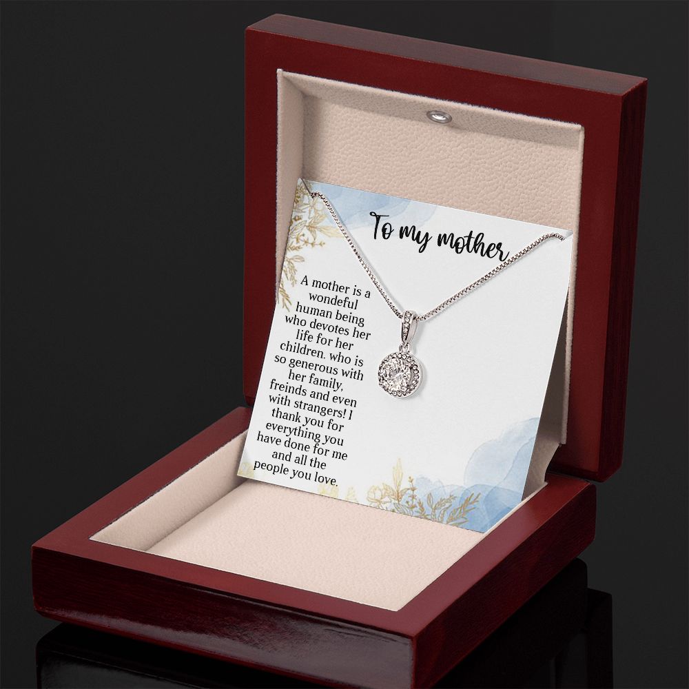 TO MY MOTHER, ETERNAL HOPE NECKLACE FOR MOM, NECKLACE WITH MESSAGE CARD, BIRTHDAY, MOTHER'S DAY GIFT FOR HER