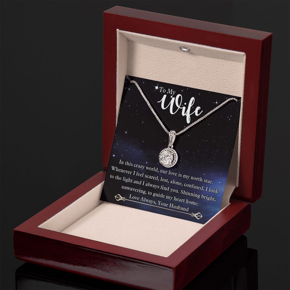 To My Wife, Our Love Is My North Star, Eternal Hope Necklace For Wife With Message Card, Birthday, Valentine's Day Gift For Her