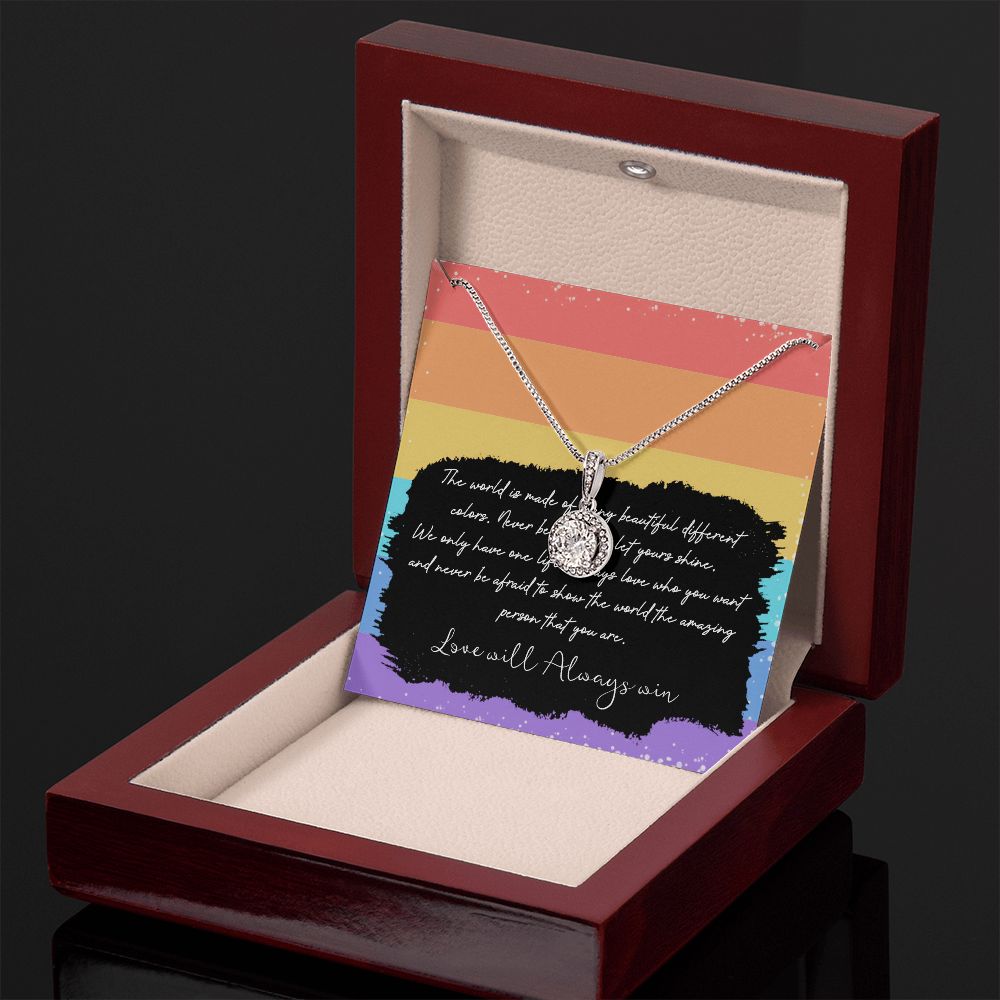 LOVE WILL ALWAYS WIN, ETERNAL HOPE NECKLACE FOR SOULMATE, FOR YOUR LGBTQ PARTNER, WITH MESSAGE CARD, PRIDE NECKLACE,