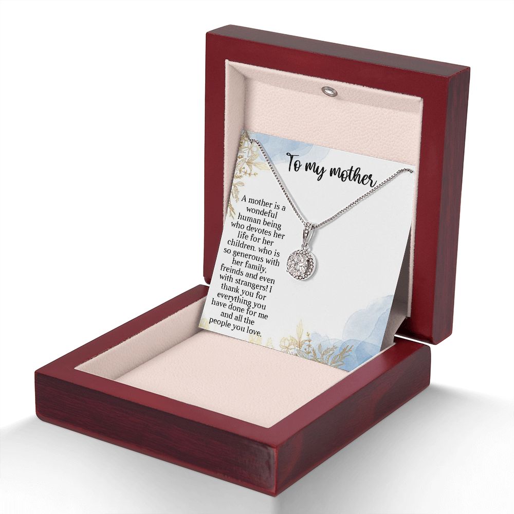 TO MY MOTHER, ETERNAL HOPE NECKLACE FOR MOM, NECKLACE WITH MESSAGE CARD, BIRTHDAY, MOTHER'S DAY GIFT FOR HER