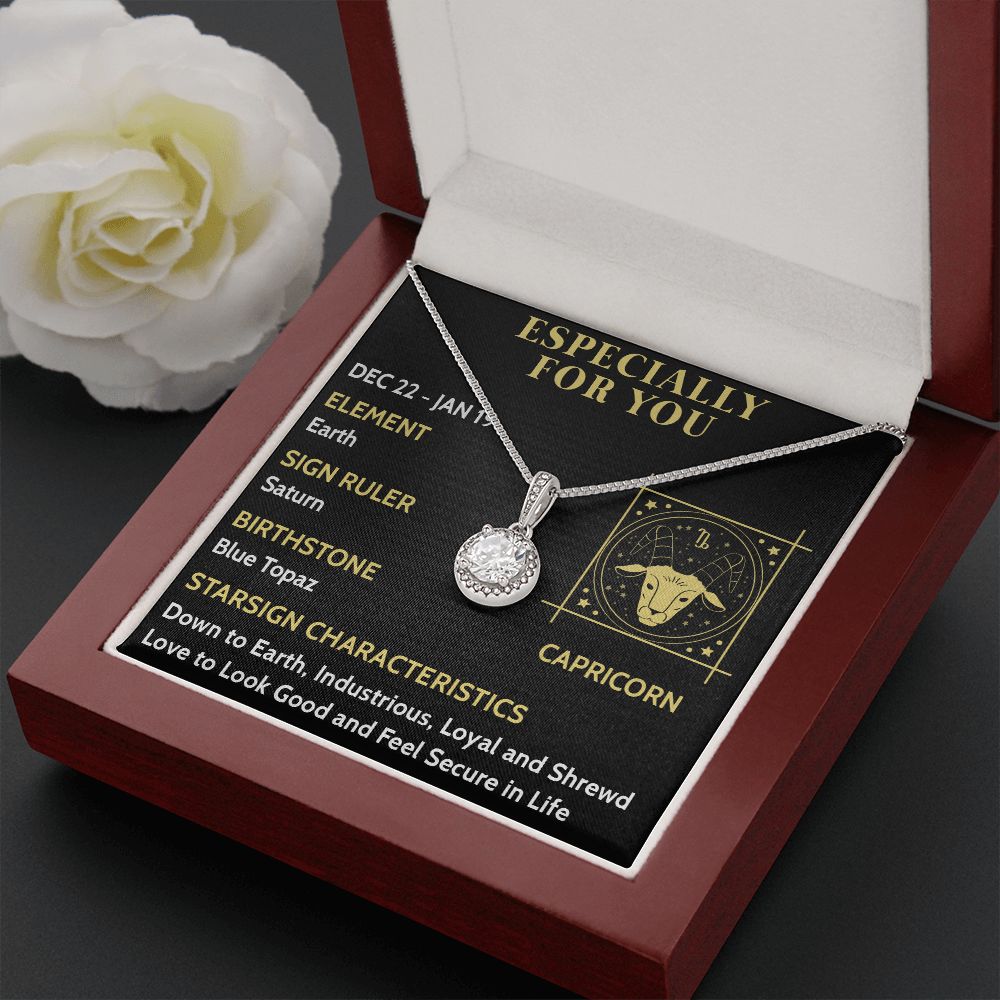 ESPECIALLY FOR YOU, CAPRICORN MESSAGE CARD WITH ETERNAL HOPE NECKLACE, ZODIAC MESSAGE CARD, GIFT FOR HER