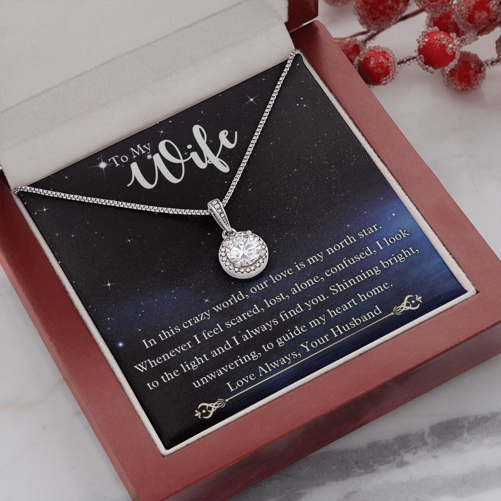 To My Wife, Our Love Is My North Star, Eternal Hope Necklace For Wife With Message Card, Birthday, Valentine's Day Gift For Her