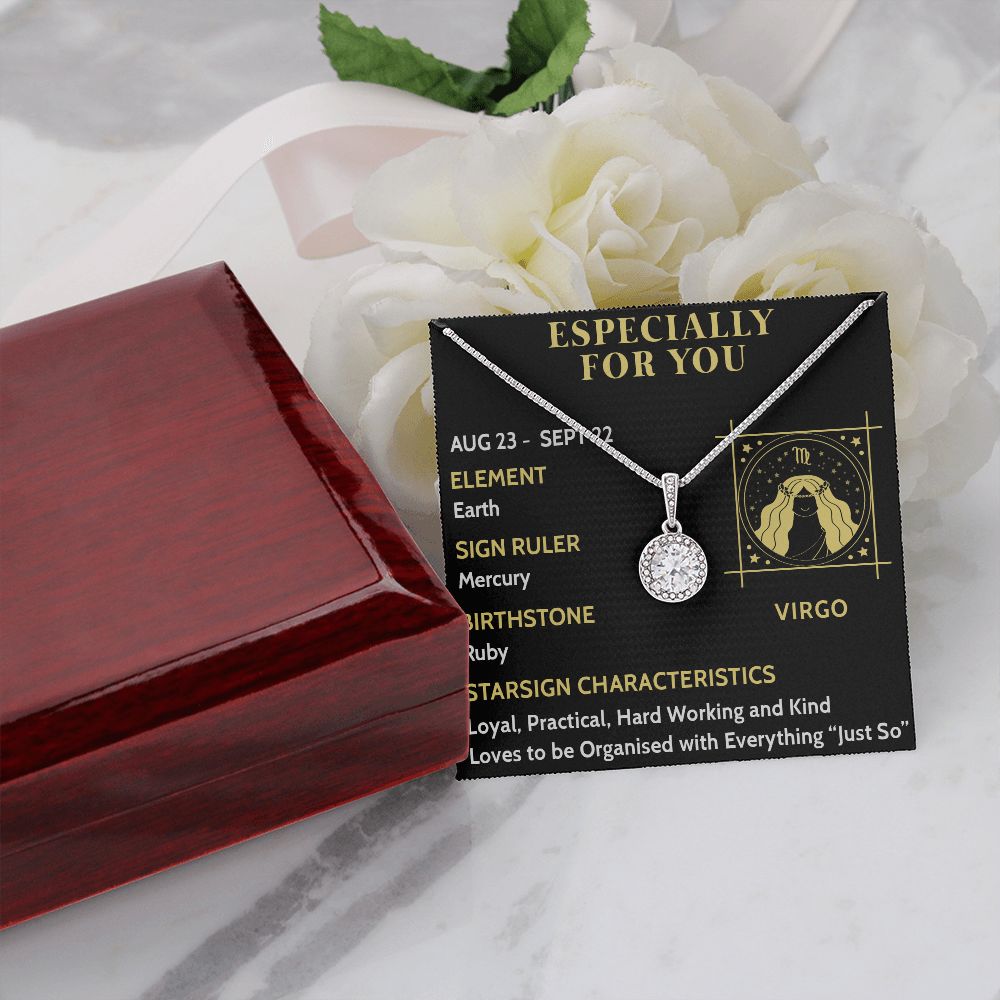 ESPECIALLY FOR YOU, VIRGO MESSAGE CARD WITH ETERNAL HOPE NECKLACE, ZODIAC MESSAGE CARD, GIFT FOR HER