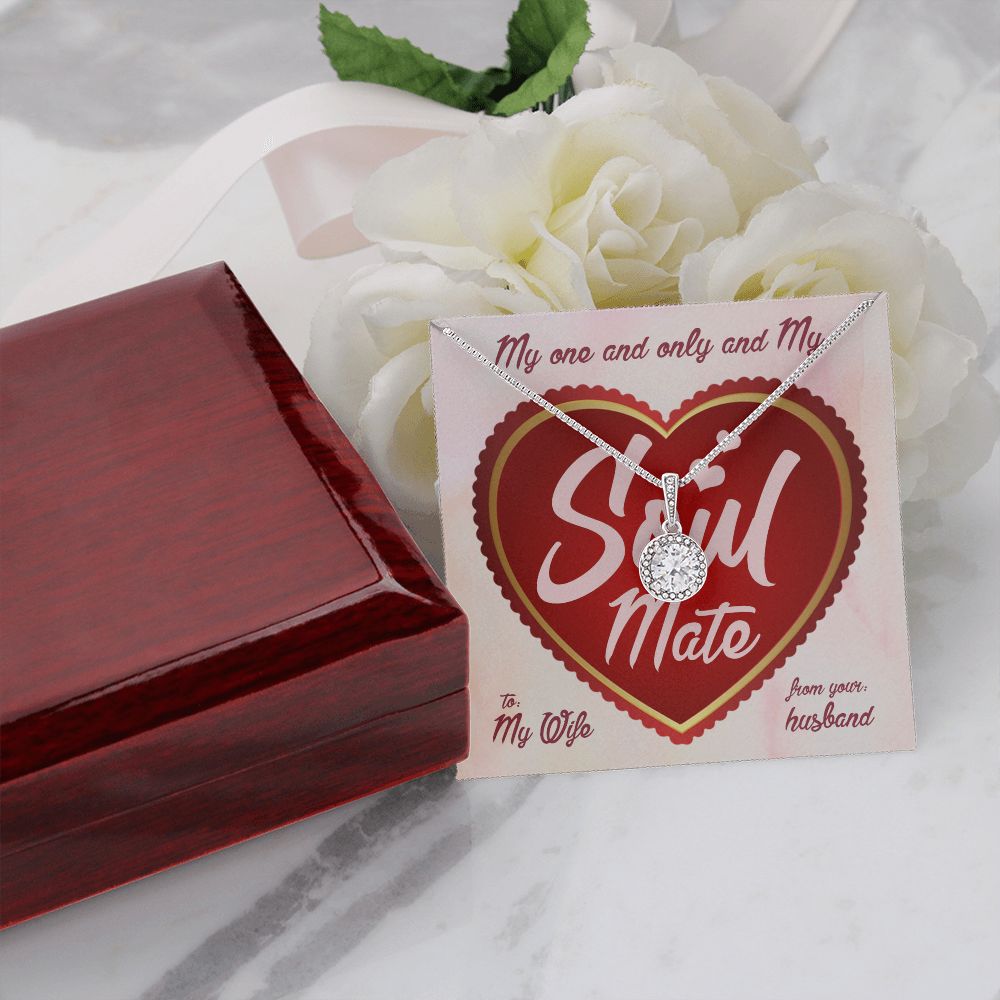 My Soulmate My Wife, Eternal Hope Necklace For Wife With Message Card, Birthday, Valentine's Day Gift For Her