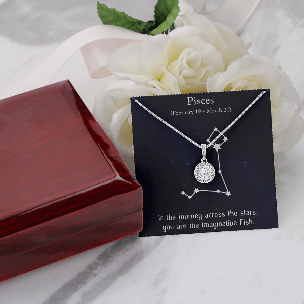 YOU ARE THE IMAGINATIVE FISH, PISCES MESSAGE CARD WITH ETERNAL HOPE NECKLACE, ZODIAC MESSAGE CARD, GIFT FOR HER