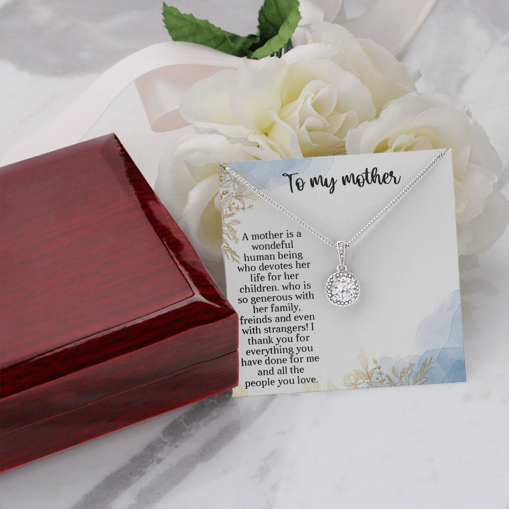 TO MY MOTHER, ETERNAL HOPE NECKLACE FOR MOM, NECKLACE WITH MESSAGE CARD, BIRTHDAY, MOTHER'S DAY GIFT FOR HER