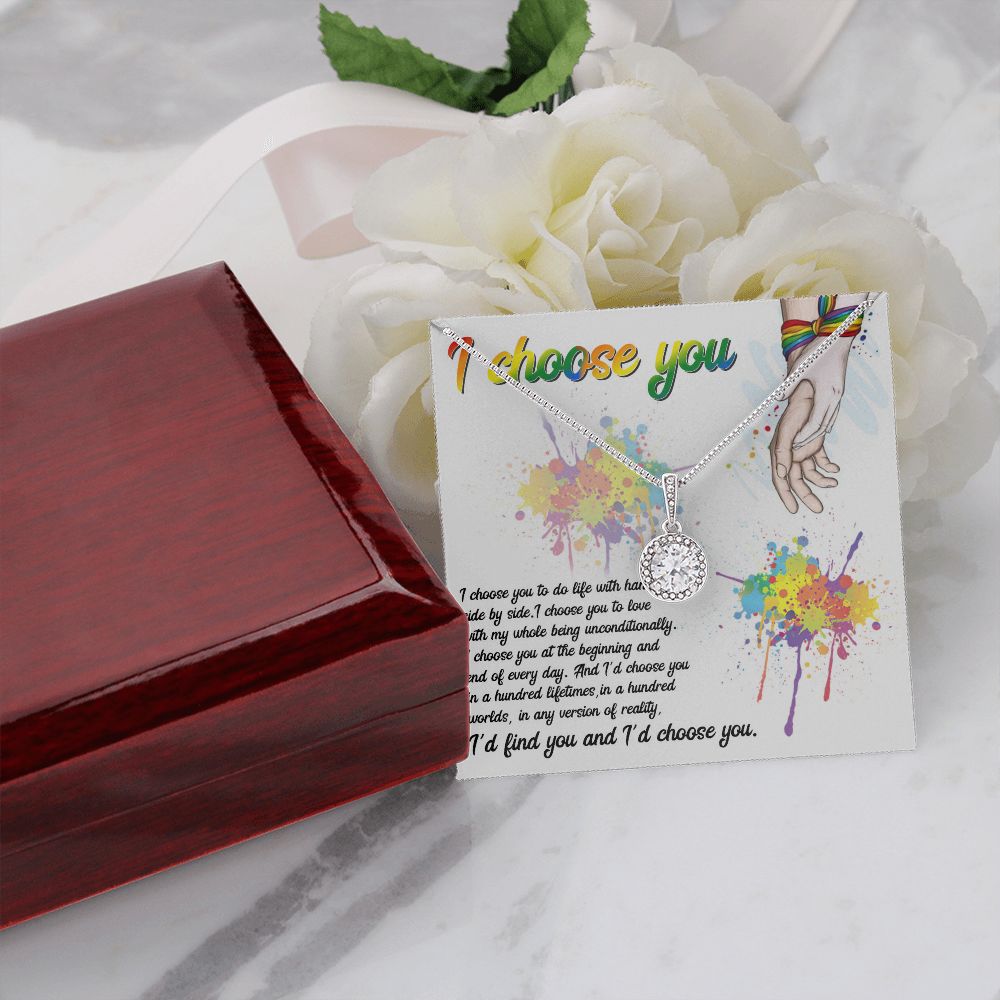 I CHOOSE YOU, ETERNAL HOPE NECKLACE FOR SOULMATE, FOR YOUR LGBTQ PARTNER, WITH MESSAGE CARD, PRIDE NECKLACE,