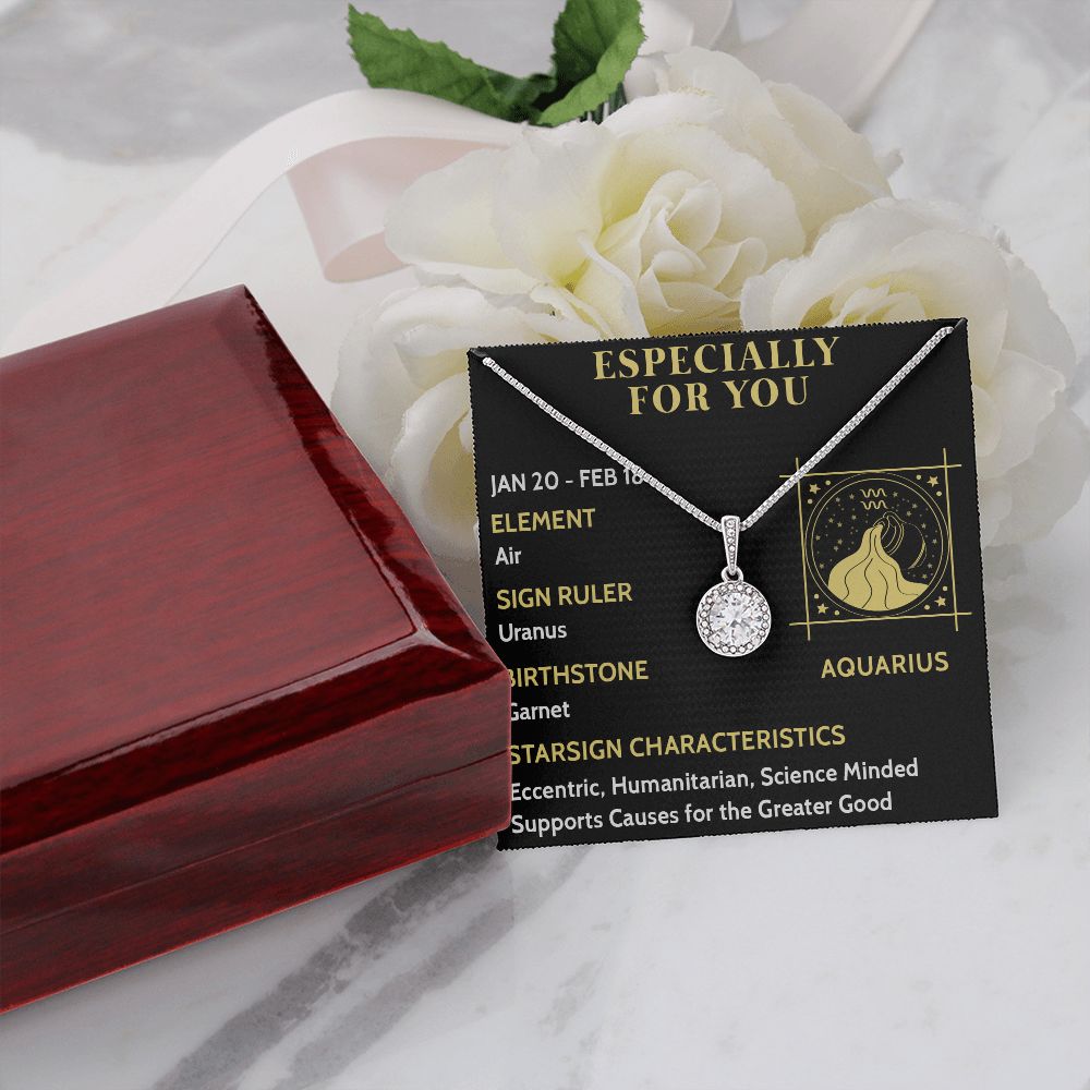 ESPECIALLY FOR YOU, AQUARIUS MESSAGE CARD WITH ETERNAL HOPE NECKLACE, ZODIAC MESSAGE CARD, GIFT FOR HER