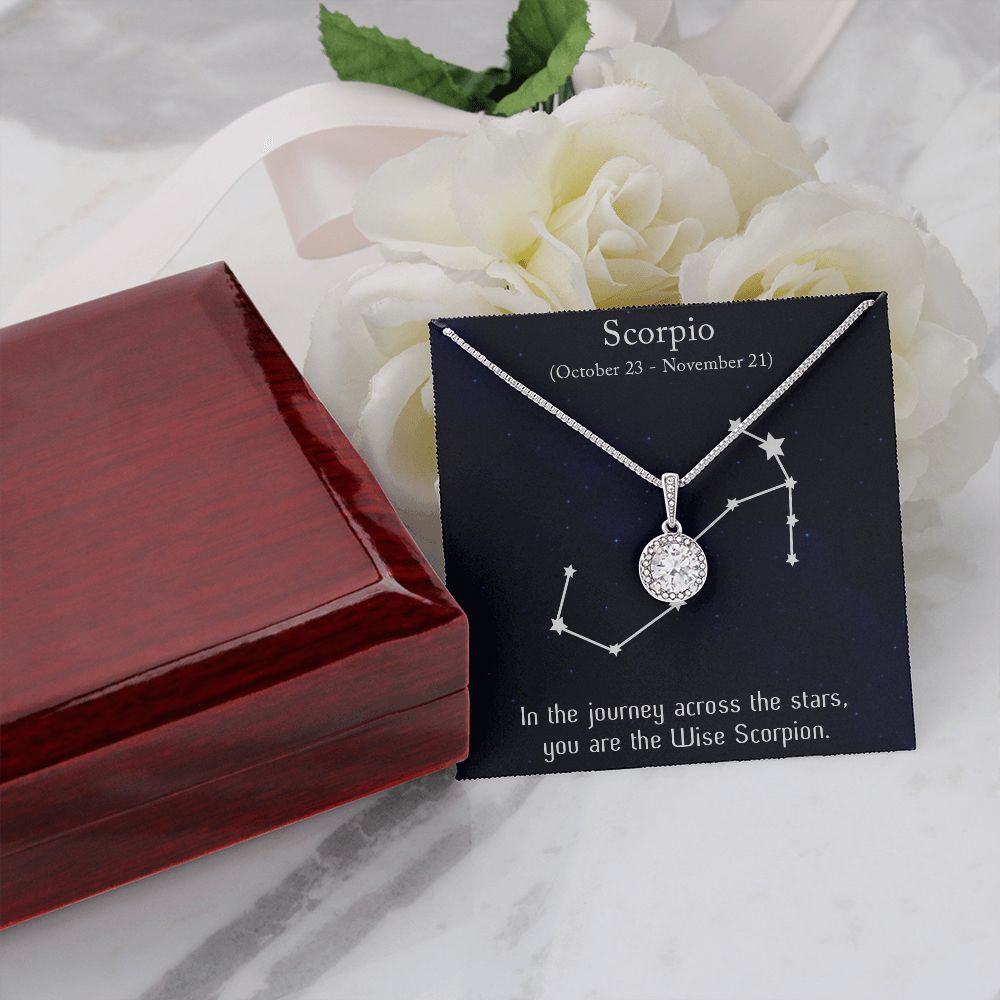 YOU ARE THE WISE SCORPION, SCORPIO MESSAGE CARD WITH ETERNAL HOPE NECKLACE, ZODIAC MESSAGE CARD, GIFT FOR HER