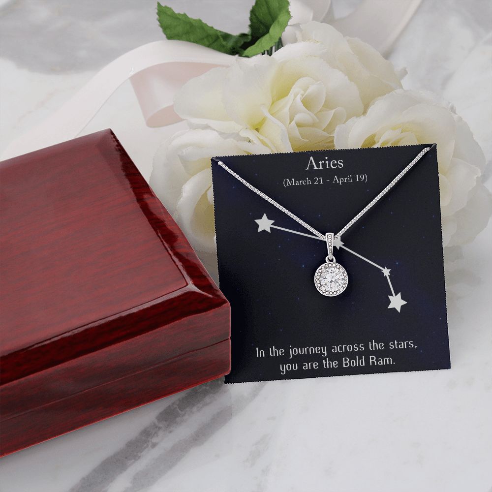 YOU ARE THE BOLD RAM, ARIES MESSAGE CARD WITH ETERNAL HOPE NECKLACE, ZODIAC MESSAGE CARD, GIFT FOR HER