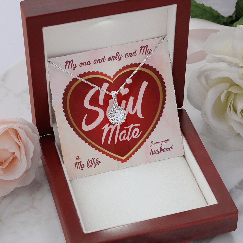 My Soulmate My Wife, Eternal Hope Necklace For Wife With Message Card, Birthday, Valentine's Day Gift For Her
