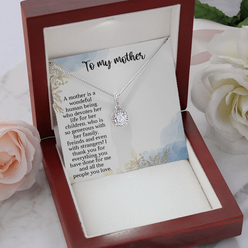TO MY MOTHER, ETERNAL HOPE NECKLACE FOR MOM, NECKLACE WITH MESSAGE CARD, BIRTHDAY, MOTHER'S DAY GIFT FOR HER