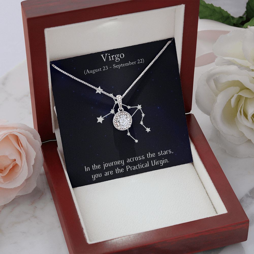 YOU ARE THE PRACTICAL VIRGIN, VIRGO MESSAGE CARD WITH ETERNAL HOPE NECKLACE, ZODIAC MESSAGE CARD, GIFT FOR HER