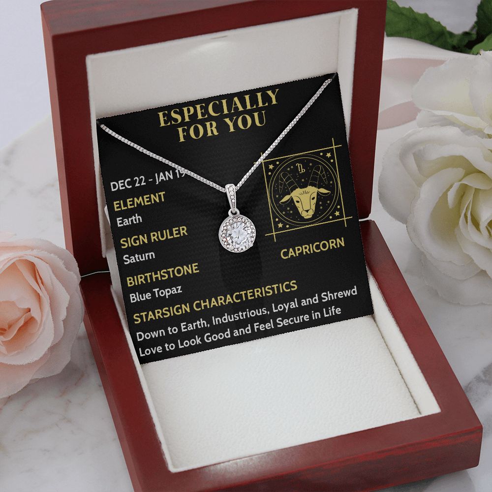 ESPECIALLY FOR YOU, CAPRICORN MESSAGE CARD WITH ETERNAL HOPE NECKLACE, ZODIAC MESSAGE CARD, GIFT FOR HER