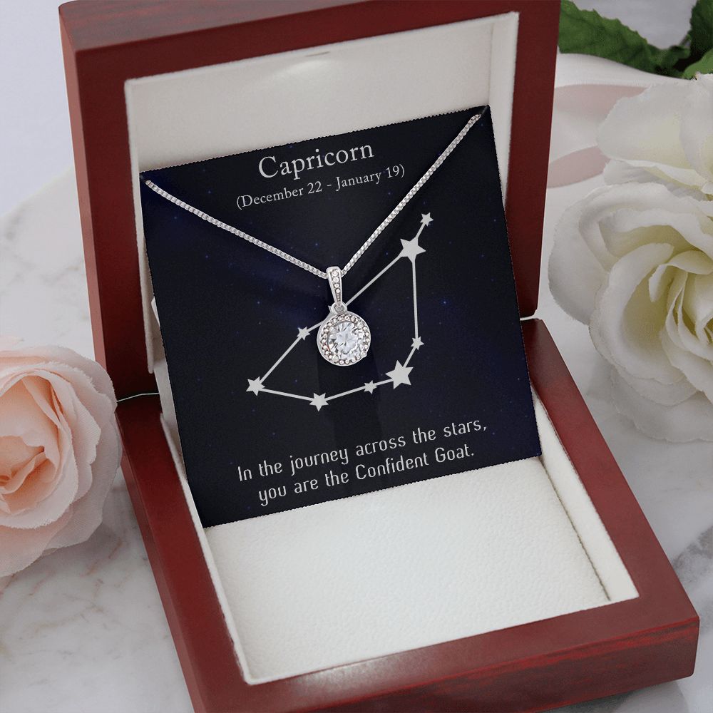 YOU ARE THE CONFIDENT GOAT, CAPRICORN MESSAGE CARD WITH ETERNAL HOPE NECKLACE, ZODIAC MESSAGE CARD, GIFT FOR HER