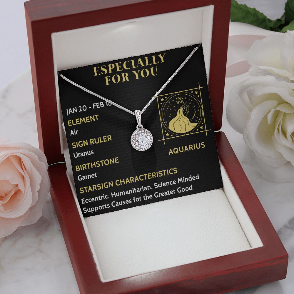 ESPECIALLY FOR YOU, AQUARIUS MESSAGE CARD WITH ETERNAL HOPE NECKLACE, ZODIAC MESSAGE CARD, GIFT FOR HER