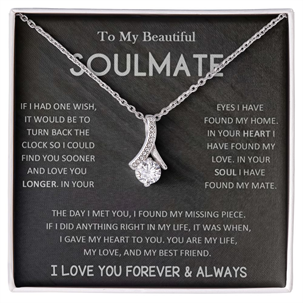 Alluring Beauty Necklace To My Beautiful Soulmate , Best Gift For Birthday, Anniversary, Romantic Christmas Gift For Wife, Soulmate Jewelry, Gift For Her, Sentimental Message Card, Wedding Gift For Her, Necklace For Her