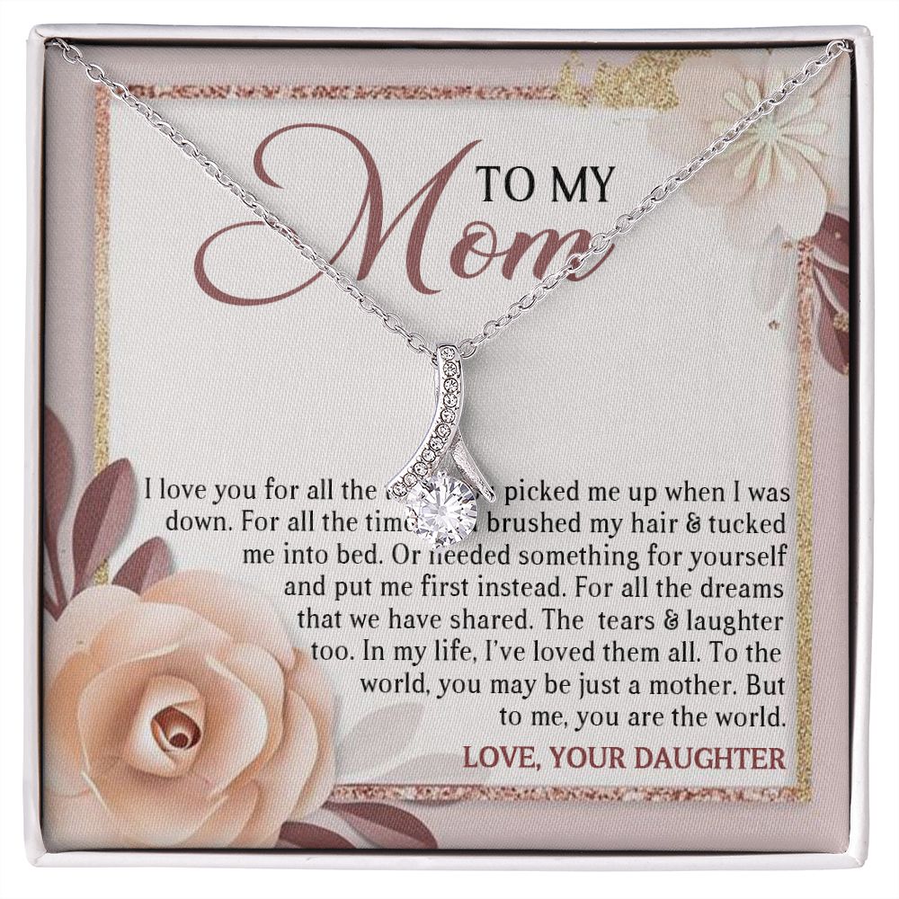 DEAR MOM, ALLURING BEAUTY NECKLACE FOR MOM, NECKLACE WITH MESSAGE CARD, MOTHER'S DAY GIFT FOR HER, FROM DAUGHTER