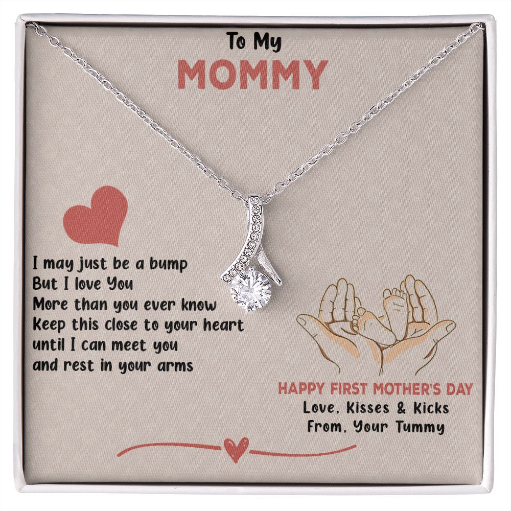 TO MY MOMMY, HAPPY FIRST MOTHERS DAY, ALLURING BEAUTY NECKLACE FOR MOM TO BE, NECKLACE WITH MESSAGE CARD, MOTHER'S DAY GIFT FOR HER