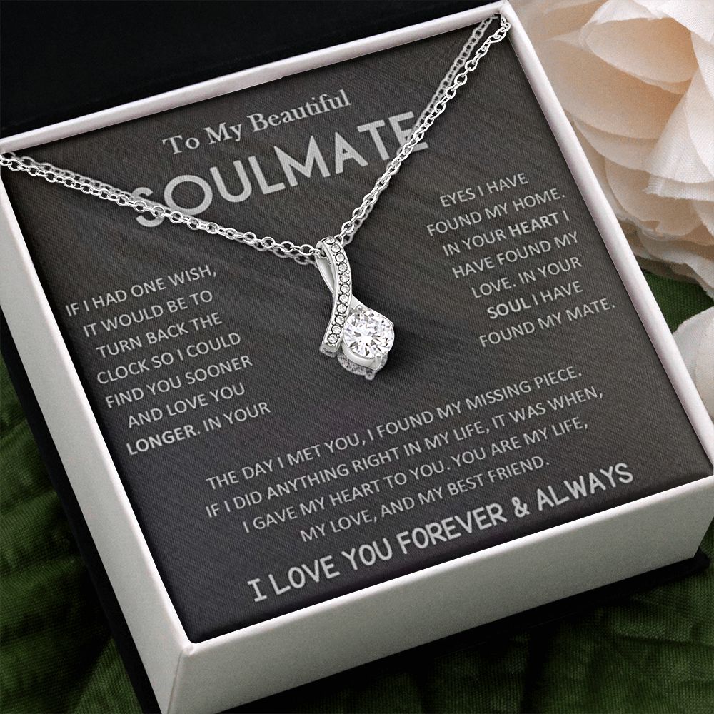 Alluring Beauty Necklace To My Beautiful Soulmate , Best Gift For Birthday, Anniversary, Romantic Christmas Gift For Wife, Soulmate Jewelry, Gift For Her, Sentimental Message Card, Wedding Gift For Her, Necklace For Her