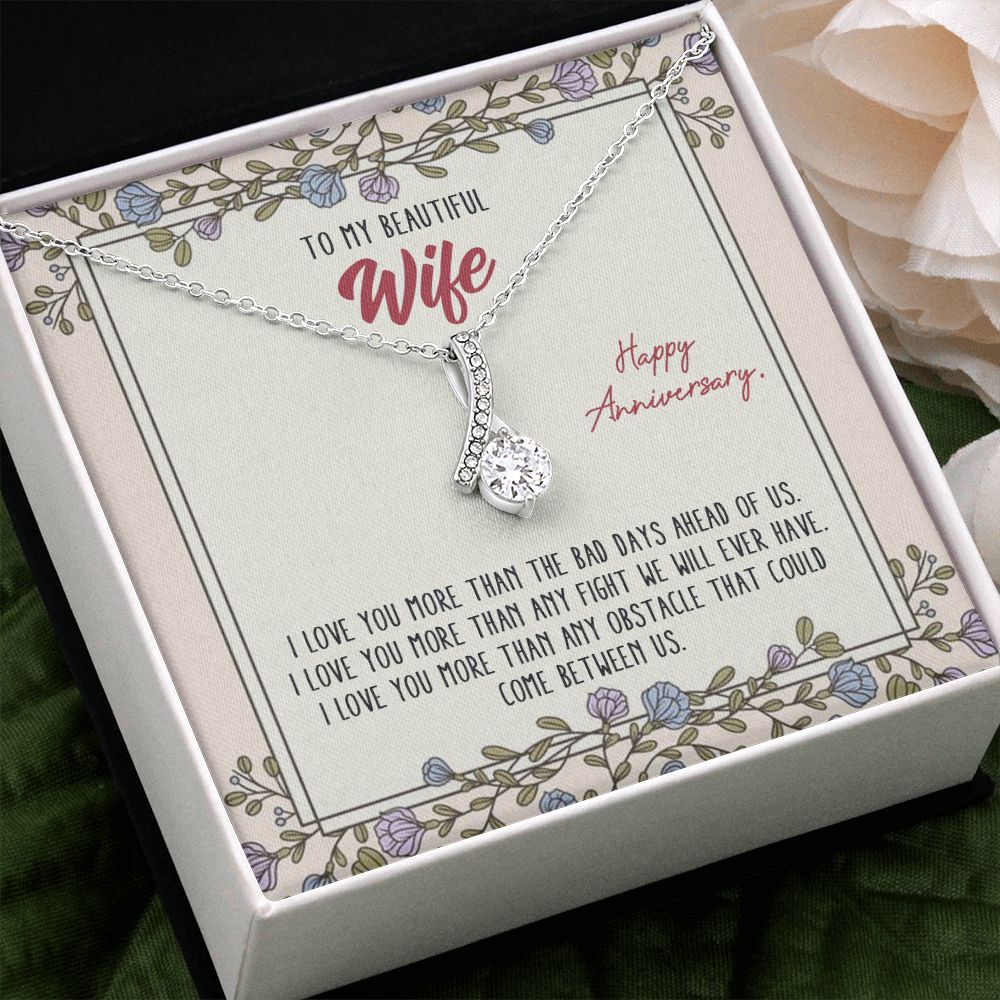 To My Anniversary Wife, Alluring Beauty Necklace, For Bride To Be, Necklace With Message Card, Gift For Her