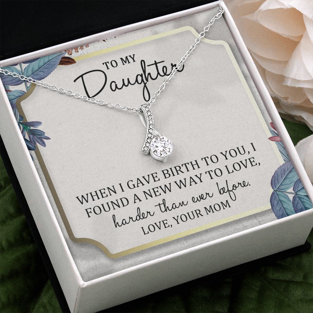 TO MY DAUGHTER, ALLURING BEAUTY NECKLACE WITH MESSAGE CARD, BIRTHDAY AND DAUGHTERS DAY GIFT FOR HER