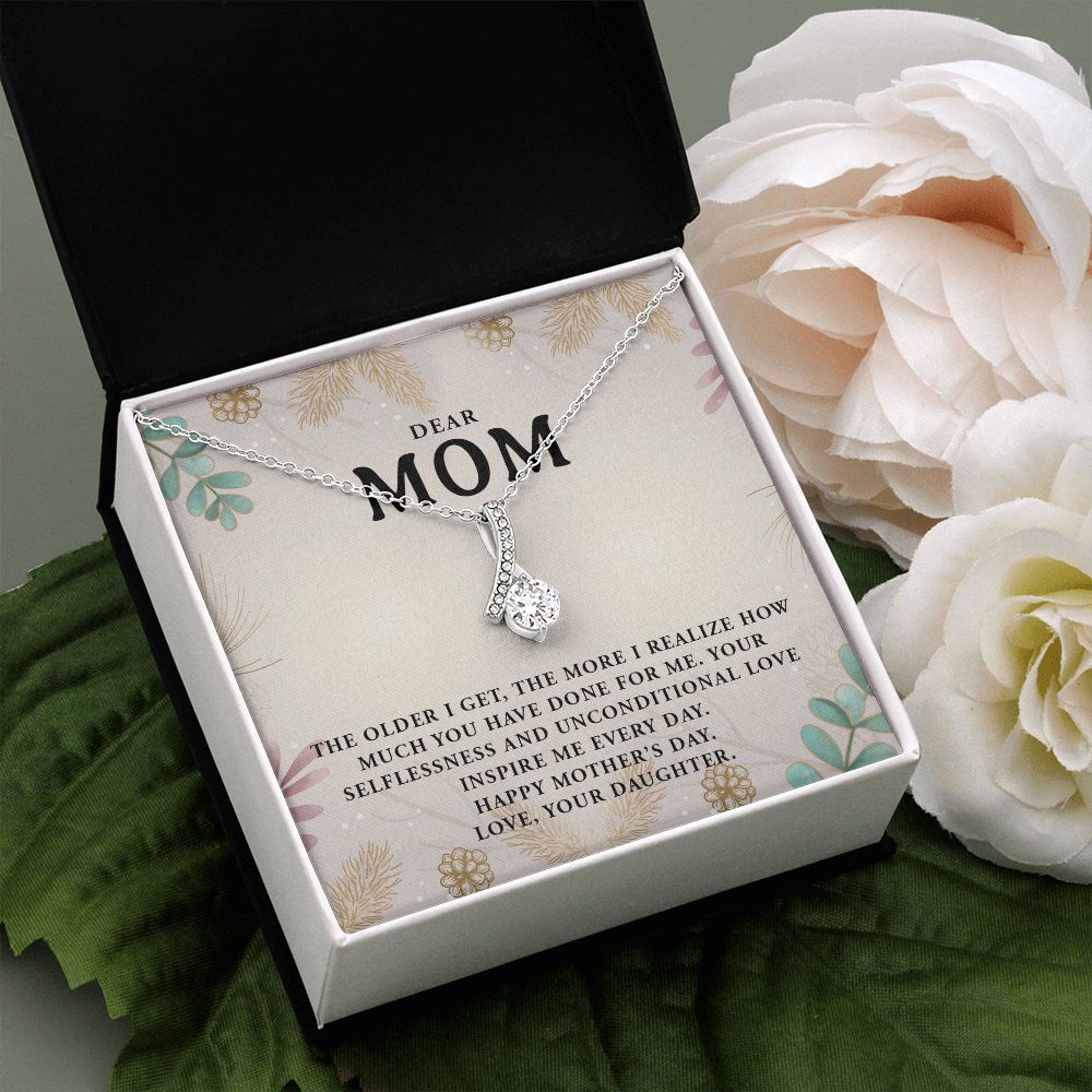 DEAR MOM, HAPPY MOTHERS DAY, ALLURING BEAUTY NECKLACE FOR MOM, NECKLACE WITH MESSAGE CARD, MOTHER'S DAY GIFT FOR HER, FROM DAUGHTER