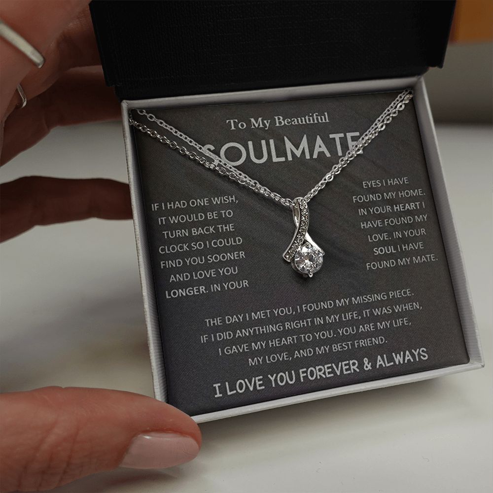 Alluring Beauty Necklace To My Beautiful Soulmate , Best Gift For Birthday, Anniversary, Romantic Christmas Gift For Wife, Soulmate Jewelry, Gift For Her, Sentimental Message Card, Wedding Gift For Her, Necklace For Her