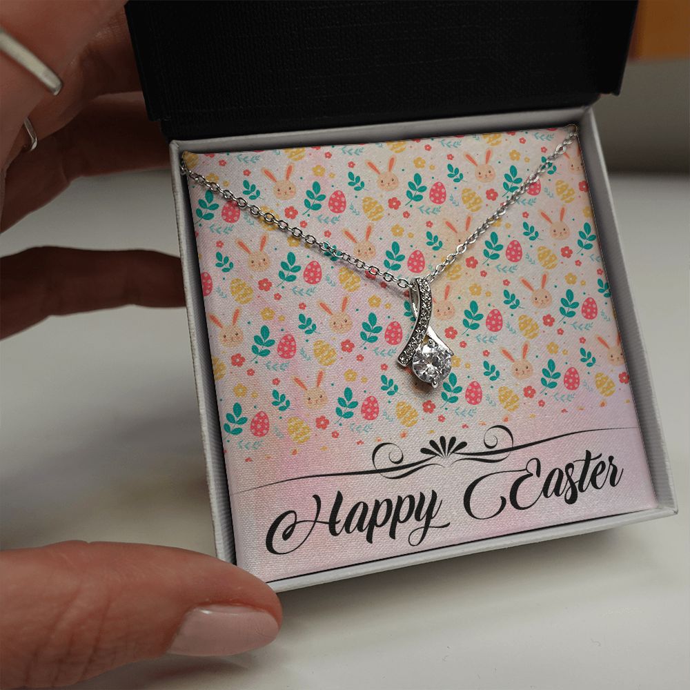 HAPPY EASTER, ALLURING BEAUTY NECKLACE WITH MESSAGE CARD, EASTER GIFT FOR DAUGHTER, GRANDKIDS, TODDLERS,SISTER