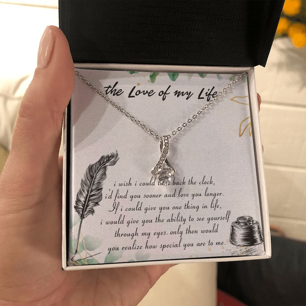 THE LOVE OF MY LIFE, SOULMATE NECKLACE WITH MESSAGE CARD, BIRTHDAY GIFT FOR HER