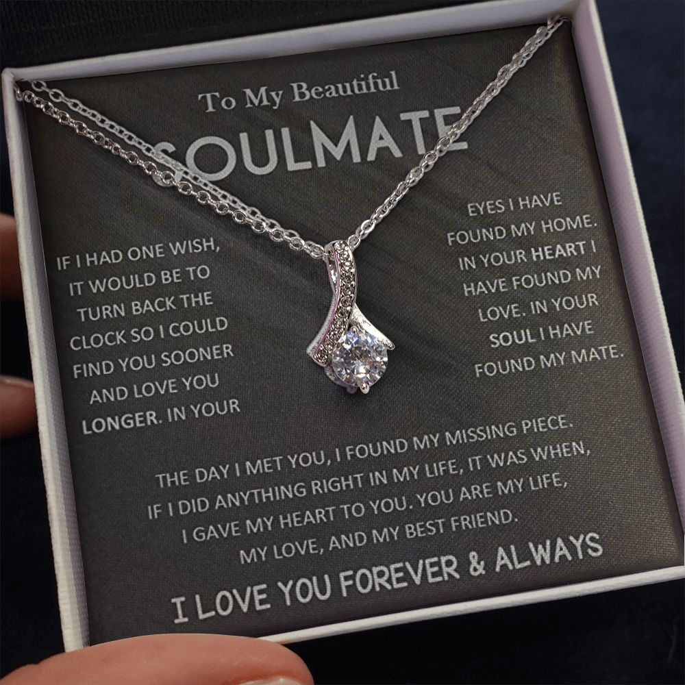 Alluring Beauty Necklace To My Beautiful Soulmate , Best Gift For Birthday, Anniversary, Romantic Christmas Gift For Wife, Soulmate Jewelry, Gift For Her, Sentimental Message Card, Wedding Gift For Her, Necklace For Her