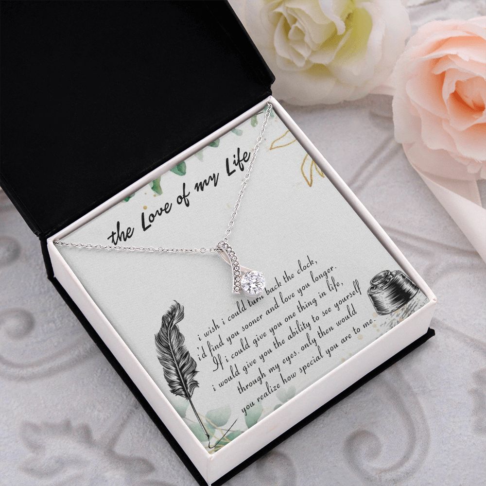 THE LOVE OF MY LIFE, SOULMATE NECKLACE WITH MESSAGE CARD, BIRTHDAY GIFT FOR HER