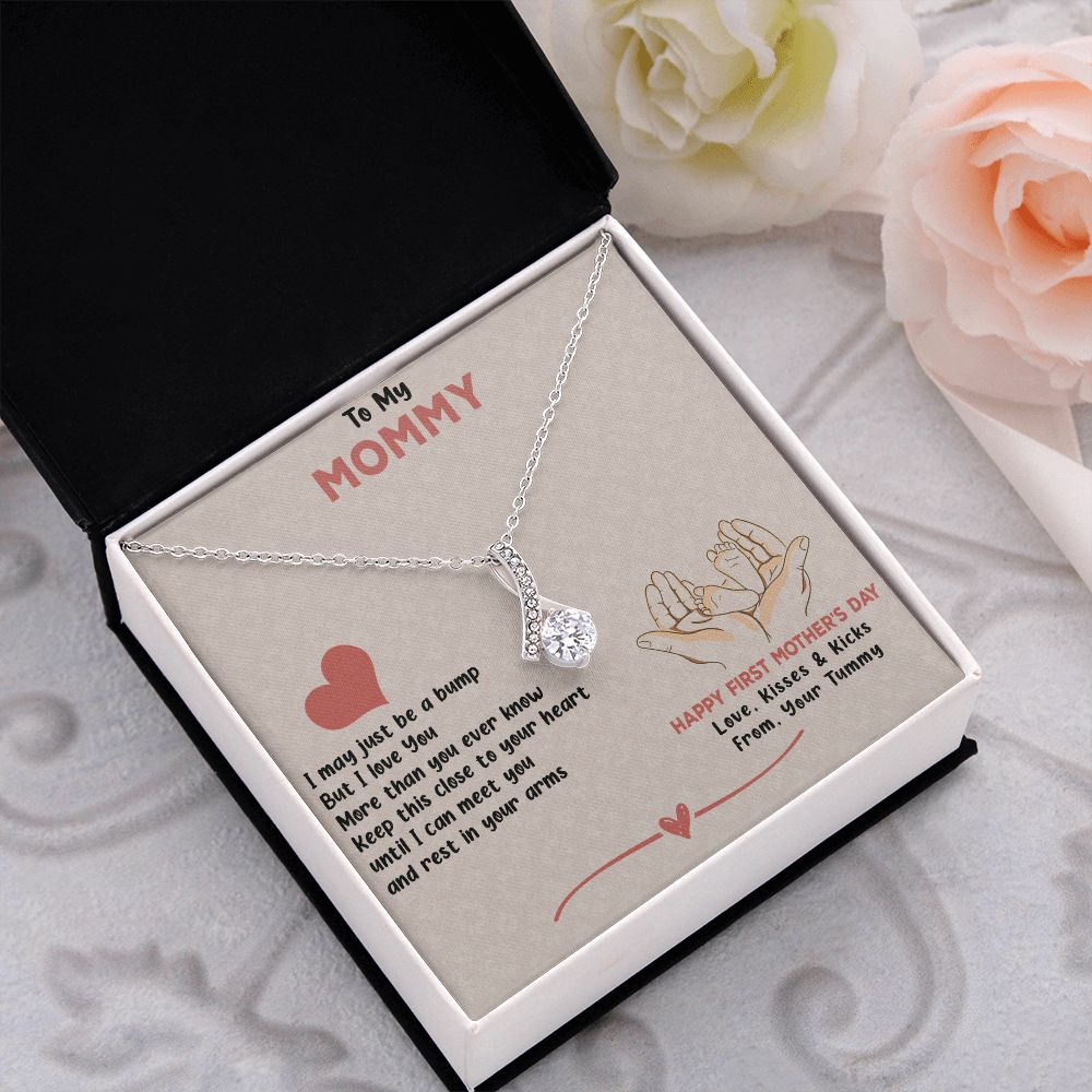 TO MY MOMMY, HAPPY FIRST MOTHERS DAY, ALLURING BEAUTY NECKLACE FOR MOM TO BE, NECKLACE WITH MESSAGE CARD, MOTHER'S DAY GIFT FOR HER