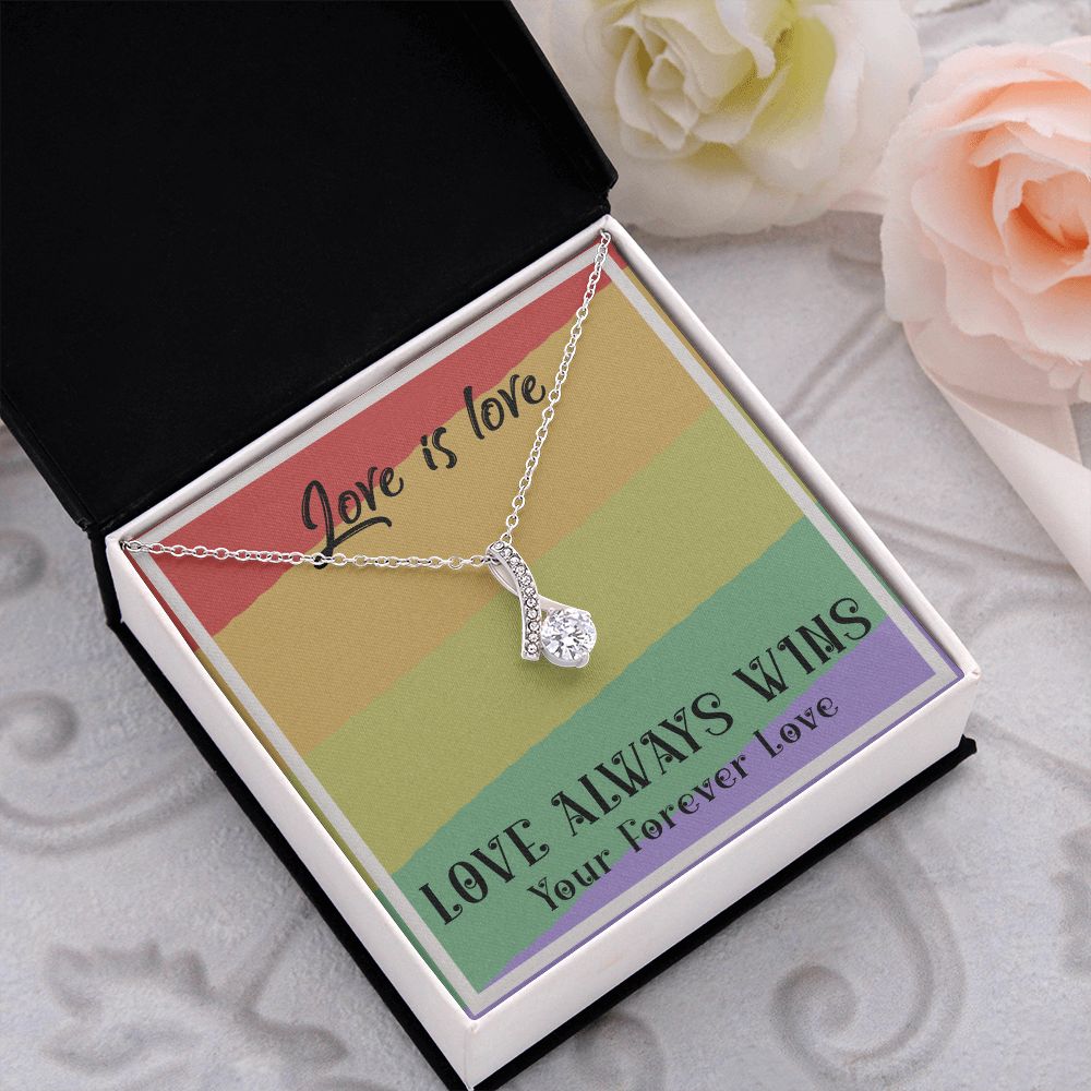 LOVE IS LOVE, ALLURING BEAUTY NECKLACE FOR SOULMATE, FOR YOUR LGBTQ PARTNER, WITH MESSAGE CARD, PRIDE NECKLACE,
