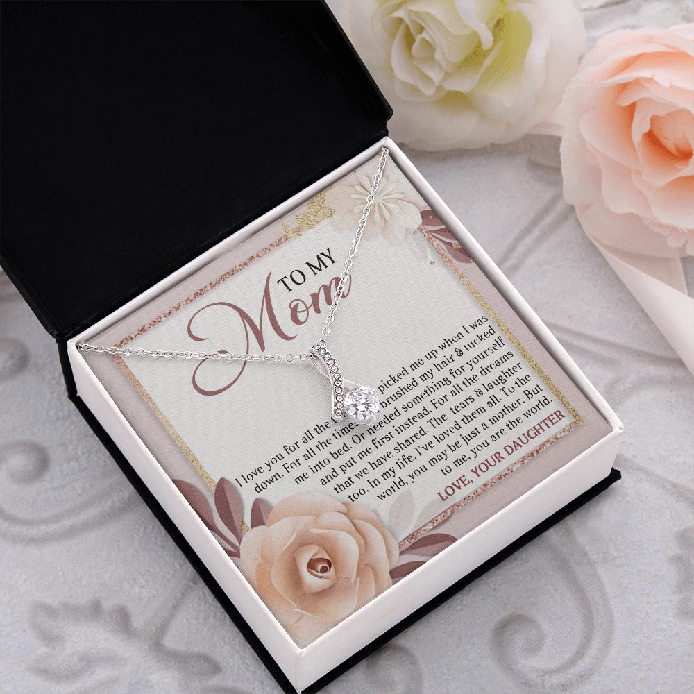 DEAR MOM, ALLURING BEAUTY NECKLACE FOR MOM, NECKLACE WITH MESSAGE CARD, MOTHER'S DAY GIFT FOR HER, FROM DAUGHTER