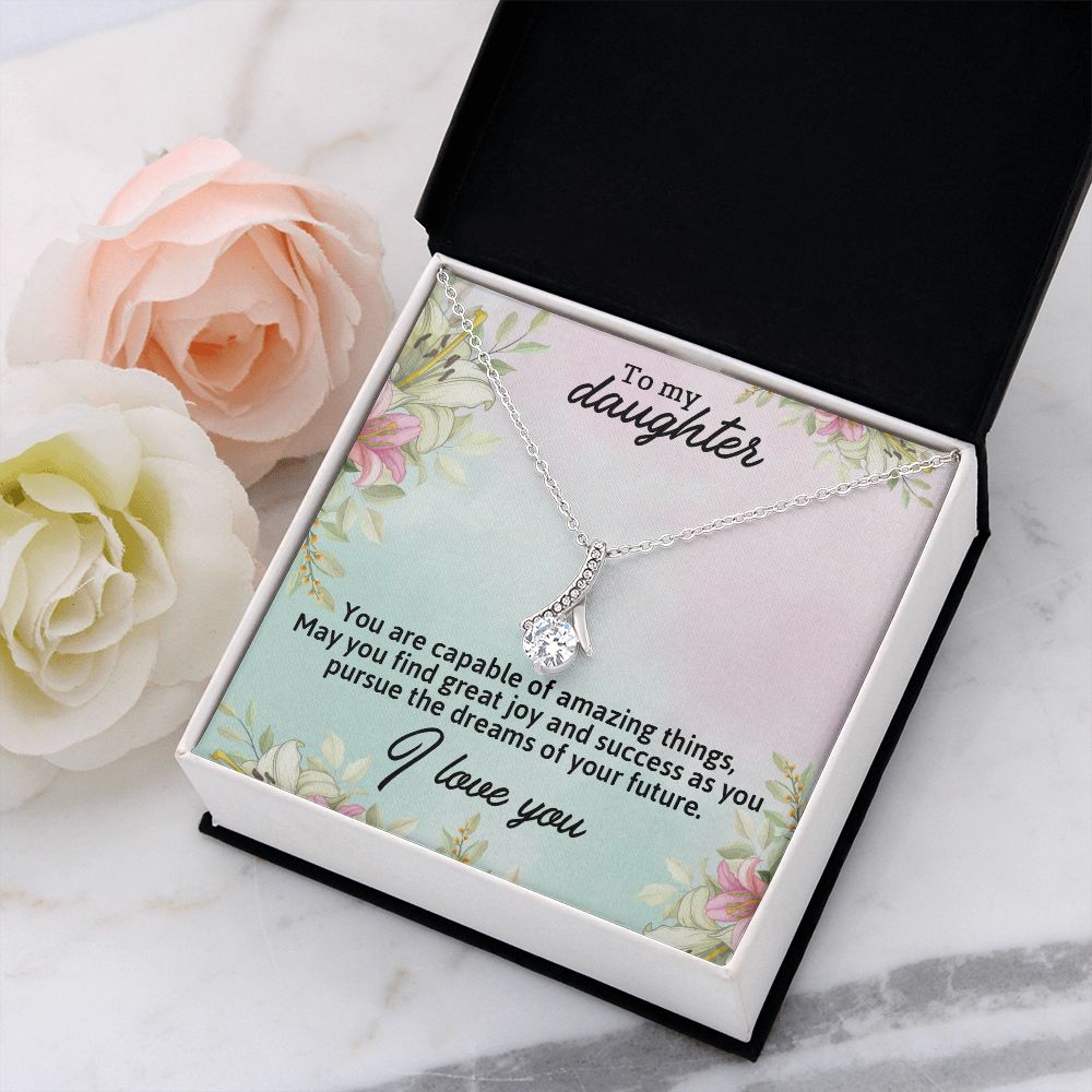TO MY DAUGHTER, I LOVE YOU, LOVE KNOT NECKLACE WITH MESSAGE CARD, BIRTHDAY AND DAUGHTERS DAY GIFT FOR HER