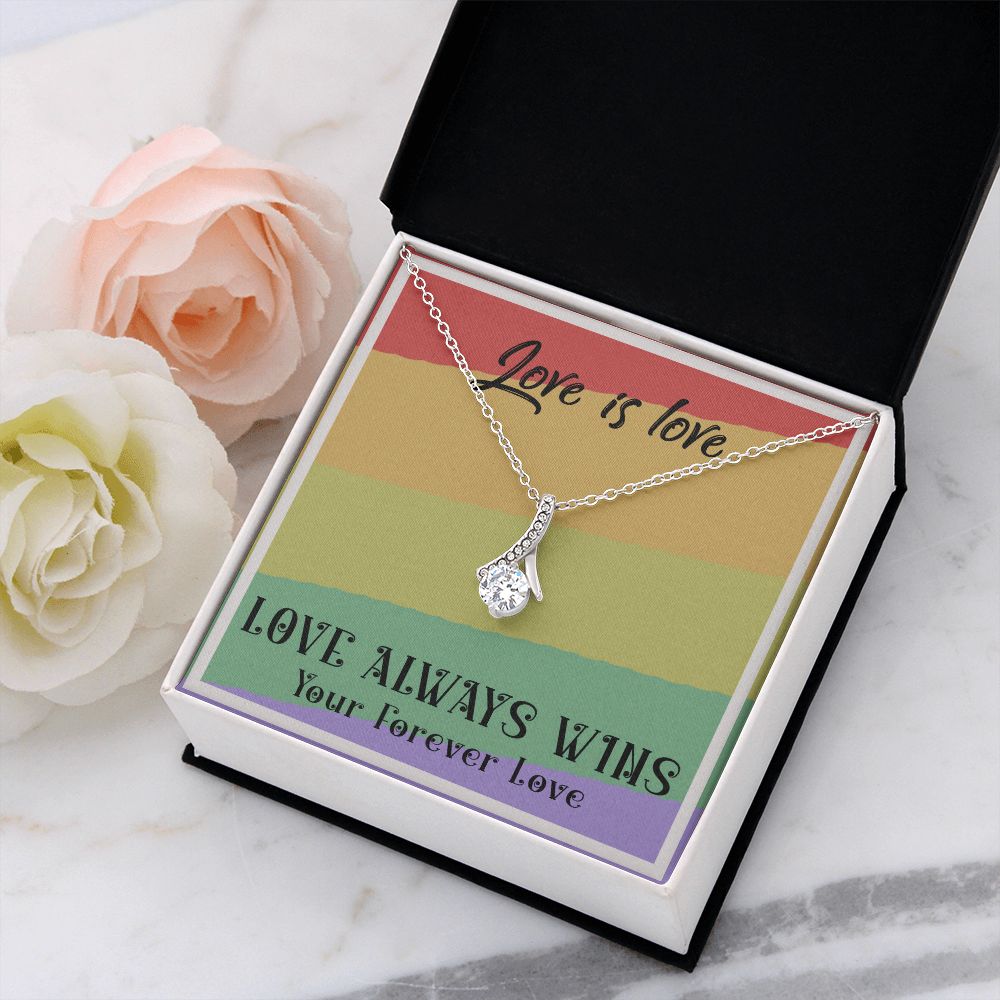 LOVE IS LOVE, ALLURING BEAUTY NECKLACE FOR SOULMATE, FOR YOUR LGBTQ PARTNER, WITH MESSAGE CARD, PRIDE NECKLACE,