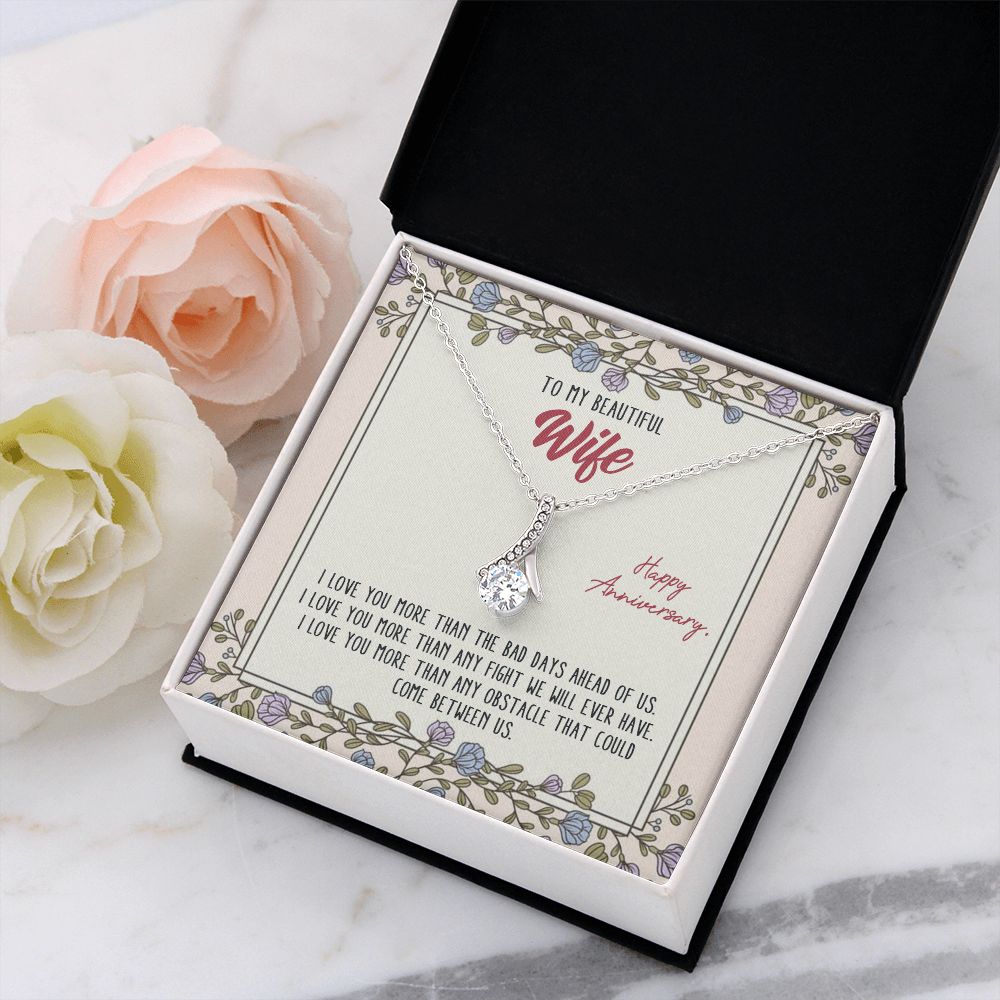 To My Anniversary Wife, Alluring Beauty Necklace, For Bride To Be, Necklace With Message Card, Gift For Her