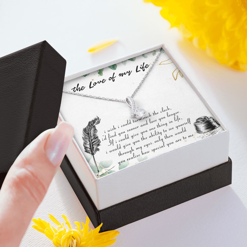 THE LOVE OF MY LIFE, SOULMATE NECKLACE WITH MESSAGE CARD, BIRTHDAY GIFT FOR HER