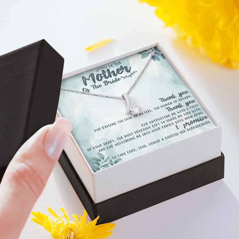 TO THE MOTHER OF THE BRIDE, ALLURING BEAUTY NECKLACE FOR MOM-IN-LAW, NECKLACE WITH MESSAGE CARD, BIRTHDAY, MOTHER'S DAY GIFT FOR HER