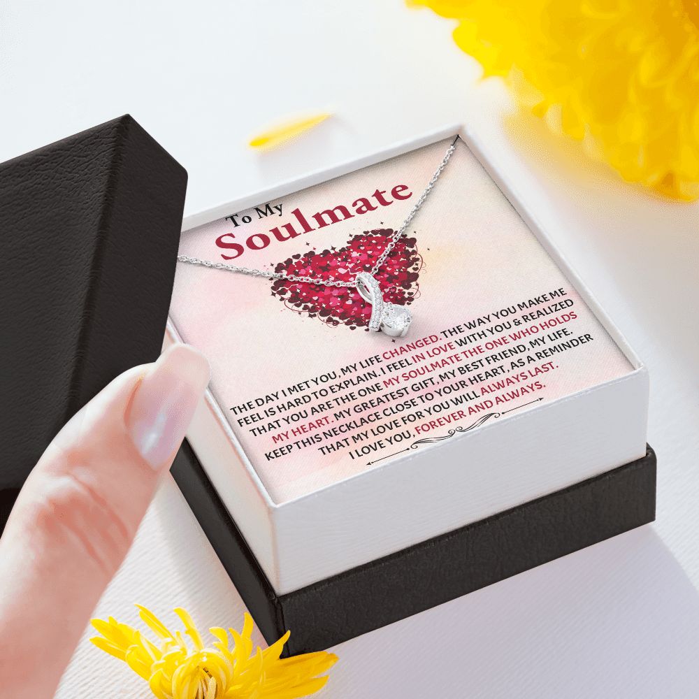 Alluring Beauty Necklace, To My Soulmate Necklace With Message Card, Birthday Gift For Her