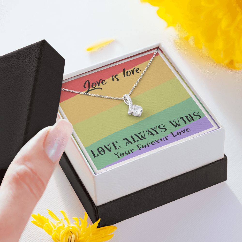 LOVE IS LOVE, ALLURING BEAUTY NECKLACE FOR SOULMATE, FOR YOUR LGBTQ PARTNER, WITH MESSAGE CARD, PRIDE NECKLACE,
