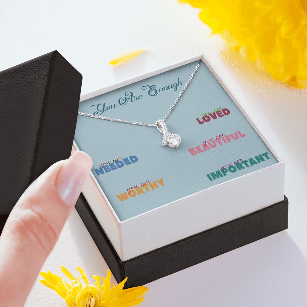 YOU ARE ENOUGH, ALLURING BEAUTY NECKLACE FOR FRIENDS AND FAMILY, BIRTHDAY GIFT FOR HER, MOTIVATE YOUR LOVED ONES WITH THIS BEAUTIFUL MESSAGE CARD