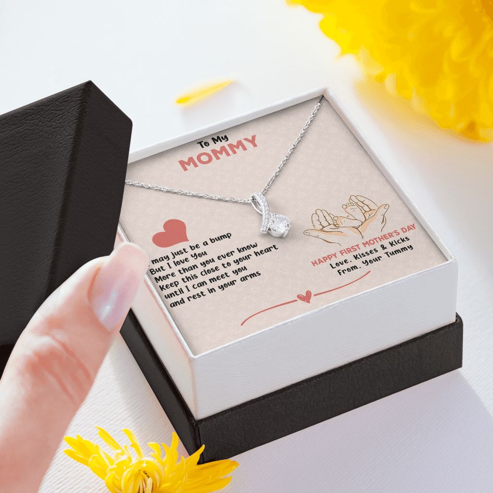TO MY MOMMY, HAPPY FIRST MOTHERS DAY, ALLURING BEAUTY NECKLACE FOR MOM TO BE, NECKLACE WITH MESSAGE CARD, MOTHER'S DAY GIFT FOR HER